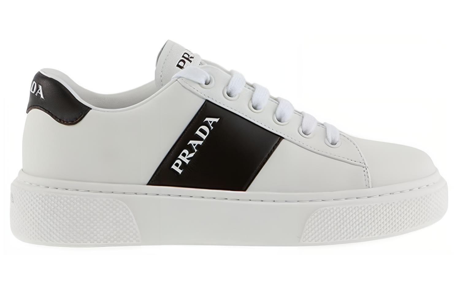 PRADA Low top Skateboard Shoes Women's White Black