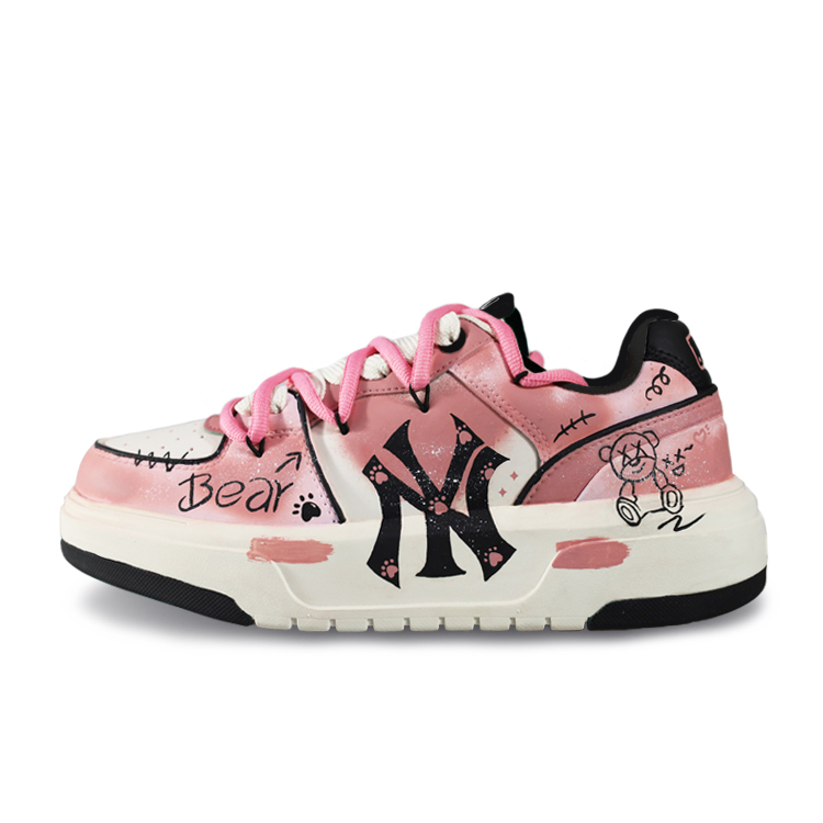 MLB Chunky Liner Wear-Resistant Height Increasing Low-Top Skateboard Shoes Unisex Pink