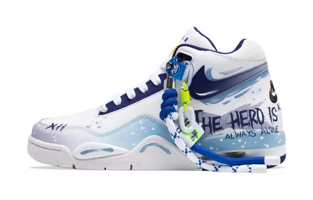 Nike Flight Legacy Cushioning Anti-Slip And Wear-Resistant Mid-Top Vintage Basketball Shoes Men's Blue Purple White