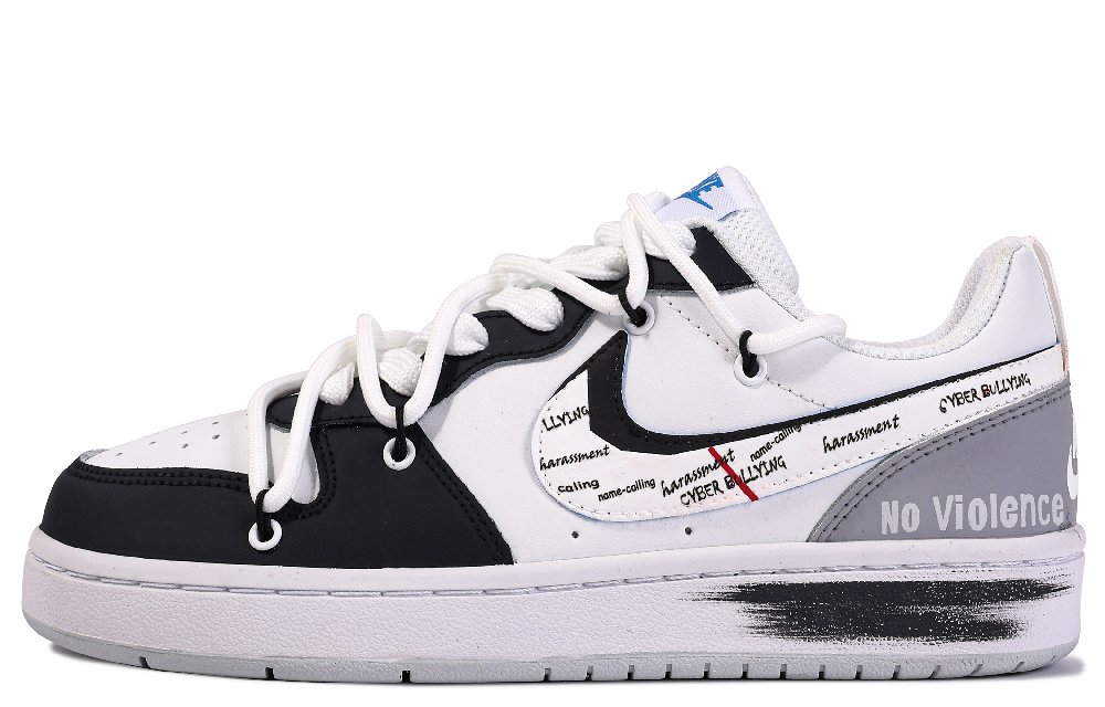 Nike Court Borough Slip-Resistant Quick-Drying Wear-Resistant Balance Low-Top Skateboard Shoes Women's Black White Gray