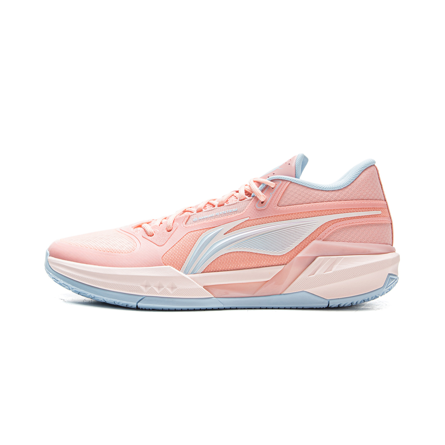 LINING Light Speed 3mid Basketball Shoes Men's Low top Rouge Pink/Clear Sky Blue