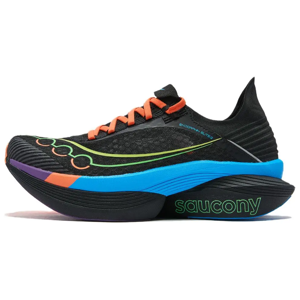 Saucony ENDORPHIN ELITE 2 Abrasion Resistant Low Top Casual Running Shoes Unisex Black Orange FUTURE BLACK