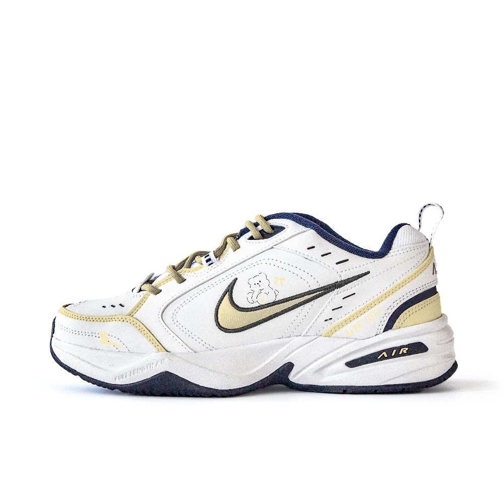 Nike Air Monarch 4 Anti Slip Wear Resistant Low Top Chunky Sneakers Unisex White Yellow