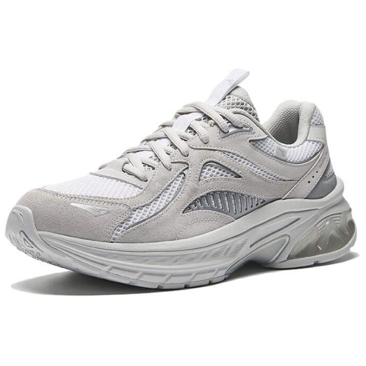 ANTA AT2005 Running Shoes Men's Low top Snowflake White, Cumulus Gray, Silver
