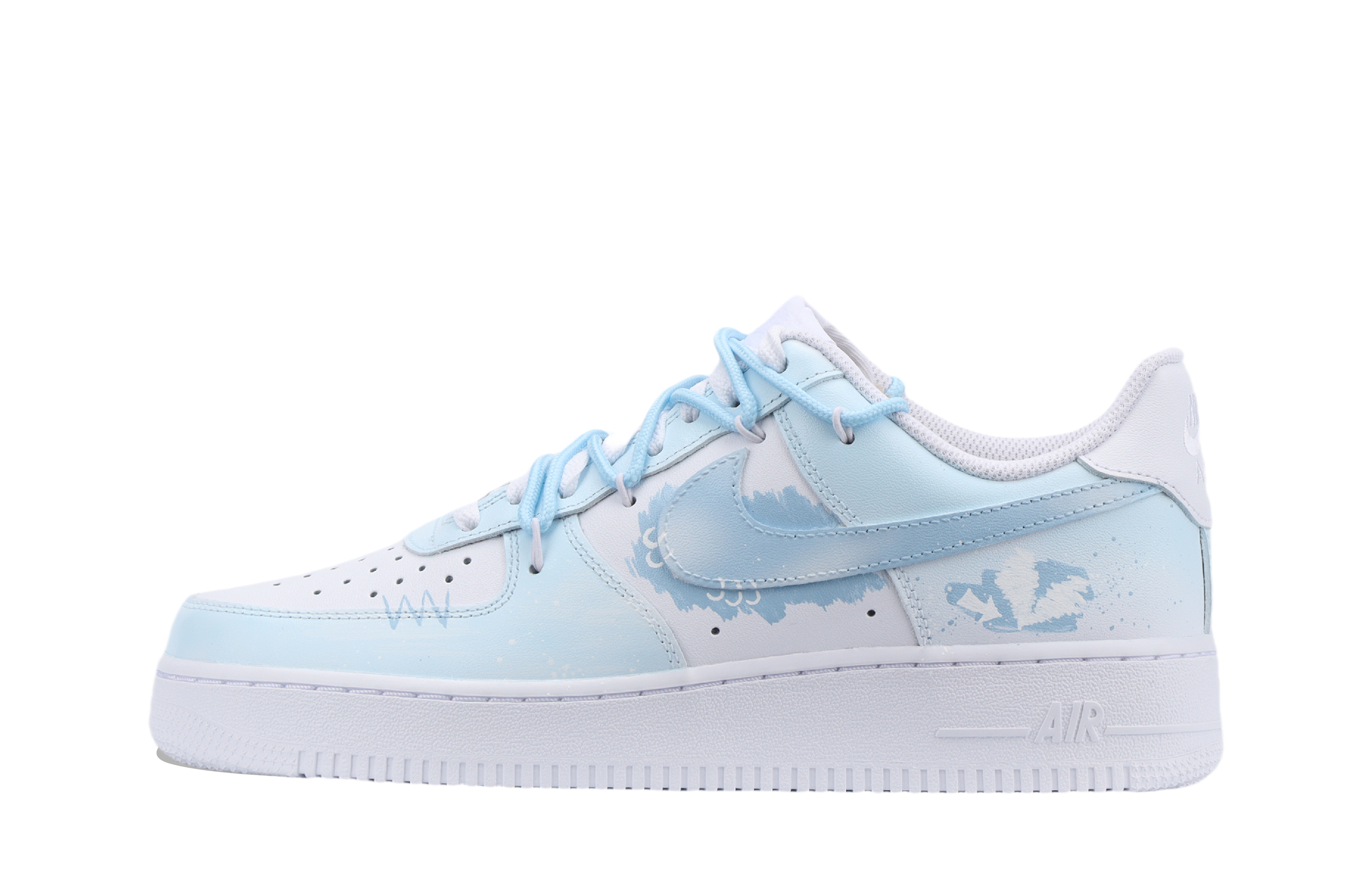 Nike Air Force 1 Heartbeat Moments Slip Resistant Abrasion Resistant Low top Skateboard Shoes Unisex White Blue