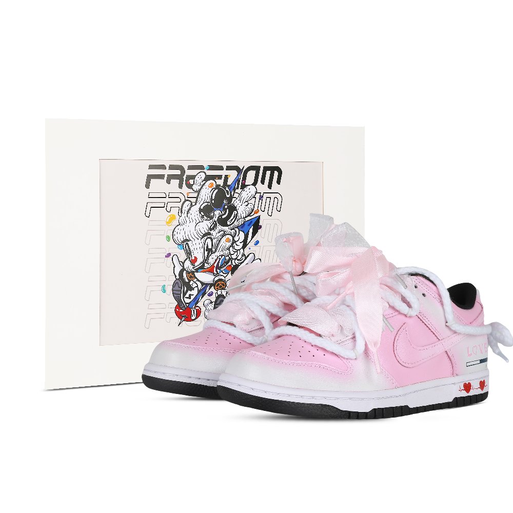 Nike Dunk Low Love Progress Ribbon Album Low-Top Skateboard Shoes Women's Pink White