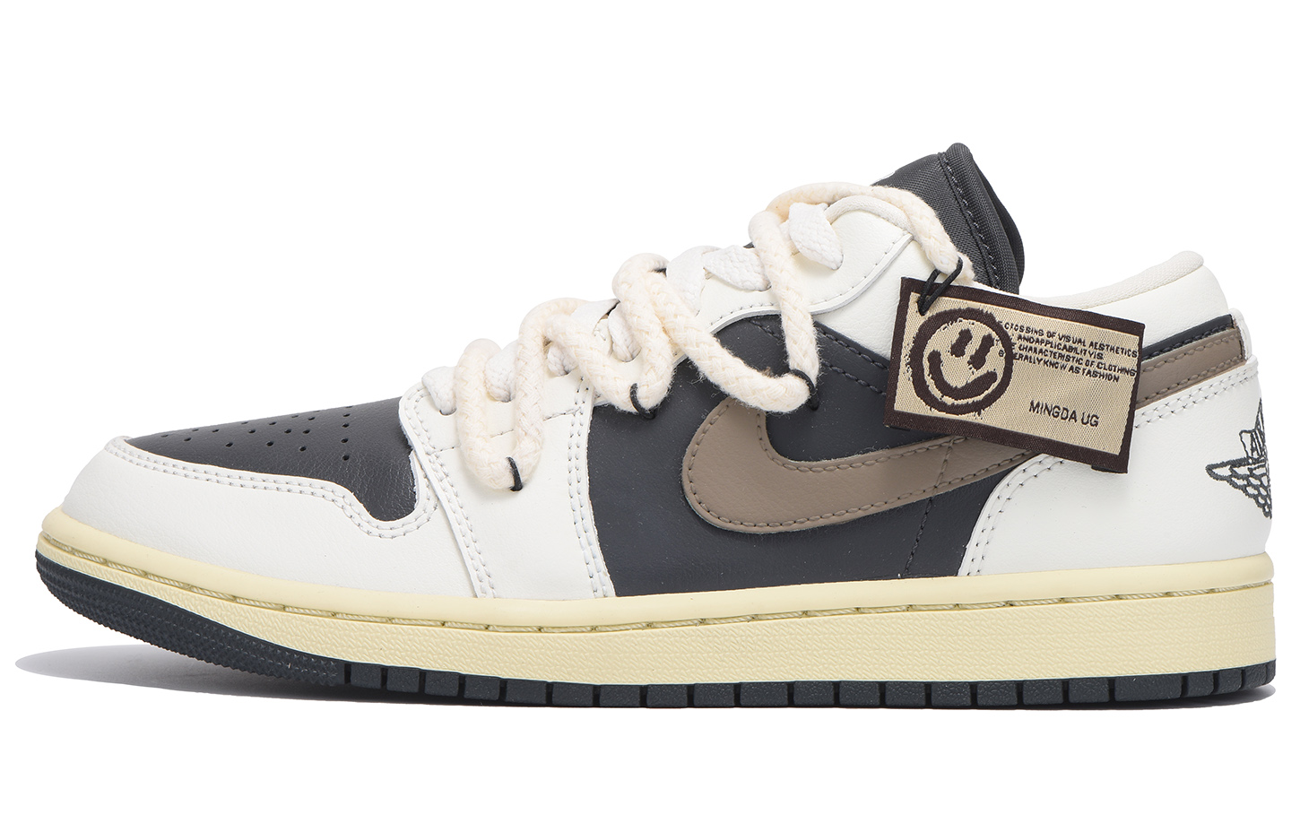 Jordan Air Jordan 1 Anti-Slip Wear-Resistant Low-Top Vintage Basketball Shoes Women's White Black Brown купить в интернет-магазине Yoocart с быстрой доставкой по России.
