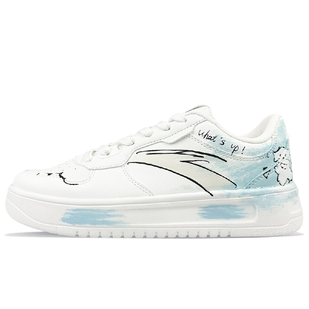 Anta Life Collection Slip Resistant Cushioning Abrasion Resistant Low Top Skateboard Shoes Men's White Blue