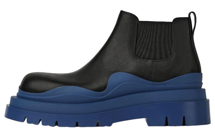 Bottega Veneta Leather Tire Chunky Sole Ankle Chelsea Boot Black Cruise