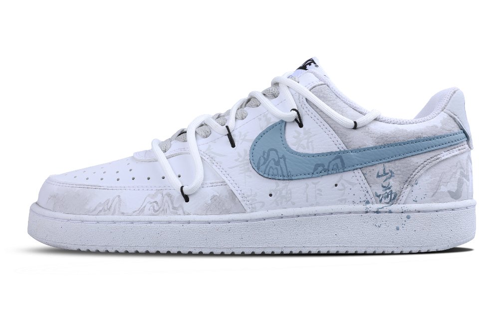 Nike Court Vision 1 Skateboard Shoes Unisex Low-Top White Blue
