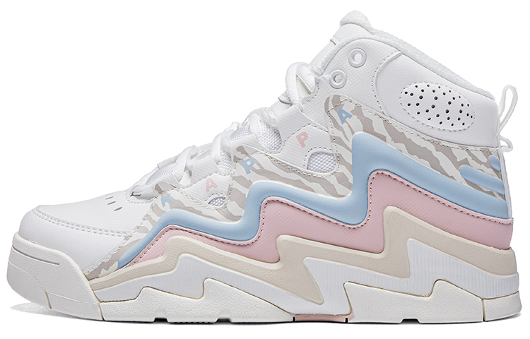 Kappa Wear-Resistant Slip-Resistant High-Top Vintage Basketball Shoes Women's White Pink