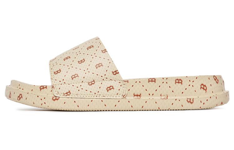 MLB Slipper Rubber Sole Quiet Slip-Resistant Abrasion-Resistant Slide Slippers Unisex Beige Yellow Brown