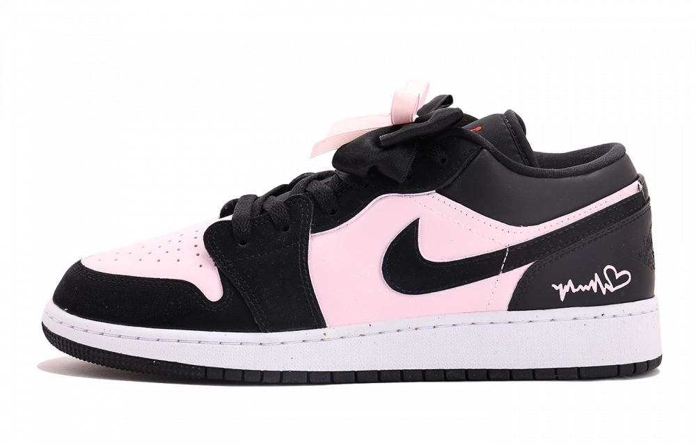 Jordan Air Jordan 1 Abrasion Resistant Coverage Low top Vintage Basketball Shoes Unisex Black Pink