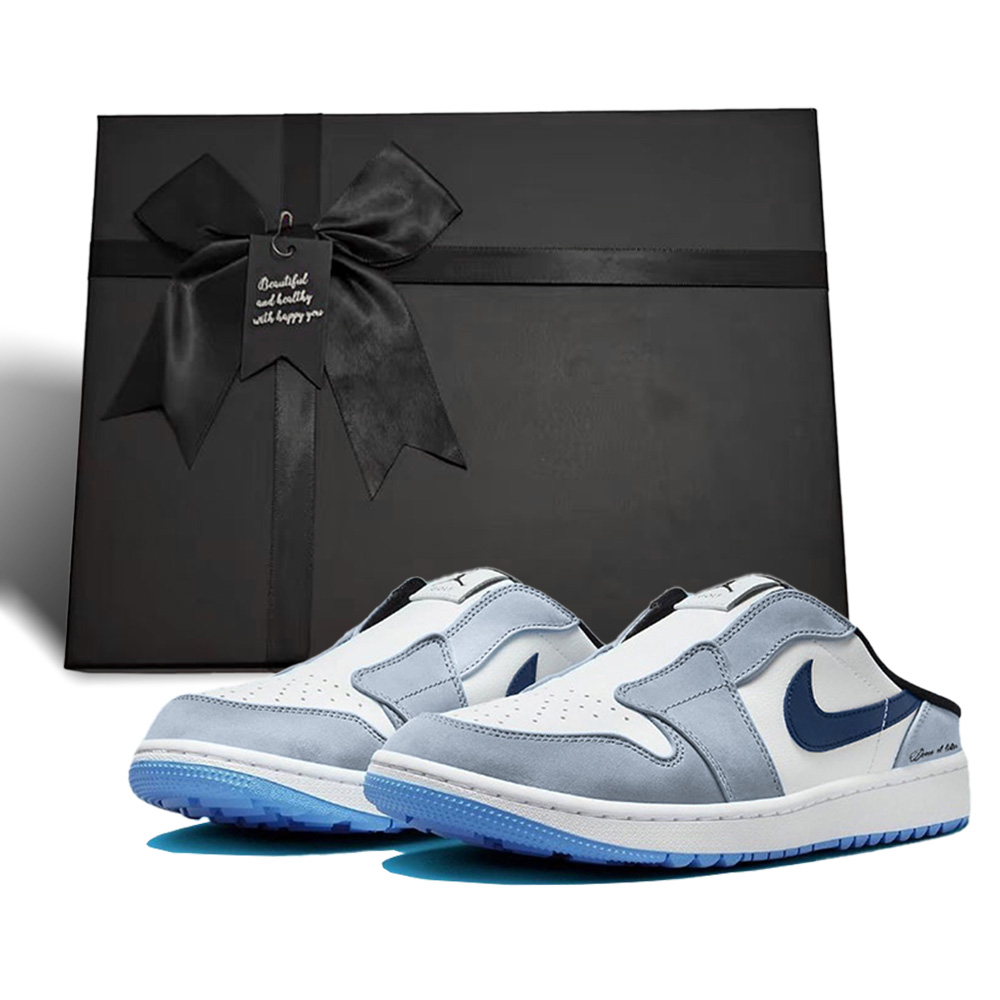 Jordan Air Jordan 1 Mule Box Wei Mun Xi Slip-Resistant Low-Top Skateboard Shoes Unisex Blue White Black