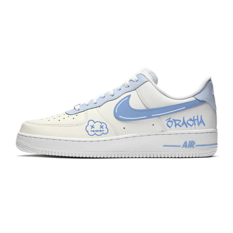 Nike Air Force 1 Anti-Slip Wear-Resistant Low-Top Skateboard Shoes Unisex White Blue