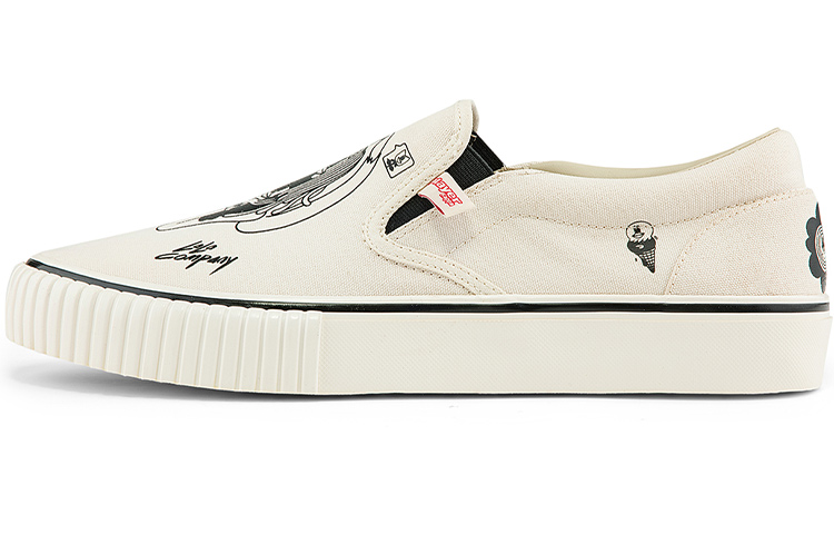 Kappa Player Artist Collaboration Wear resistant And Lightweight Low Top Canvas Shoes Unisex White
