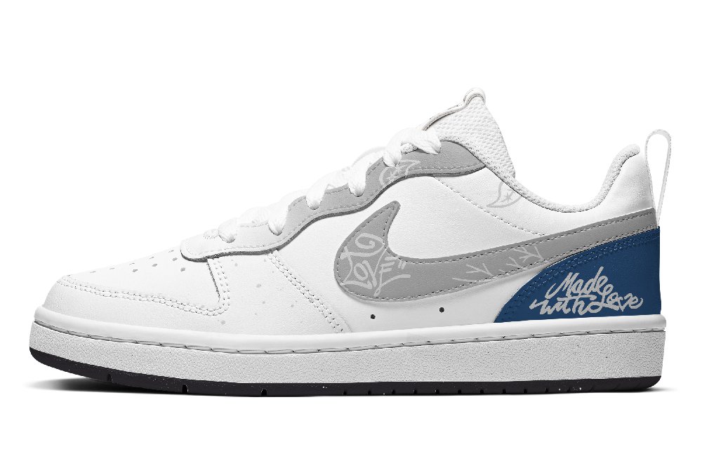 Nike Court Borough Skateboard Shoes Women's Low-Top White Gray/Blue