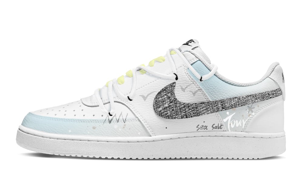 Nike Court Vision 1 Anti-Slip Wear-Resistant Low-Top Skateboard Shoes Men's White Blue