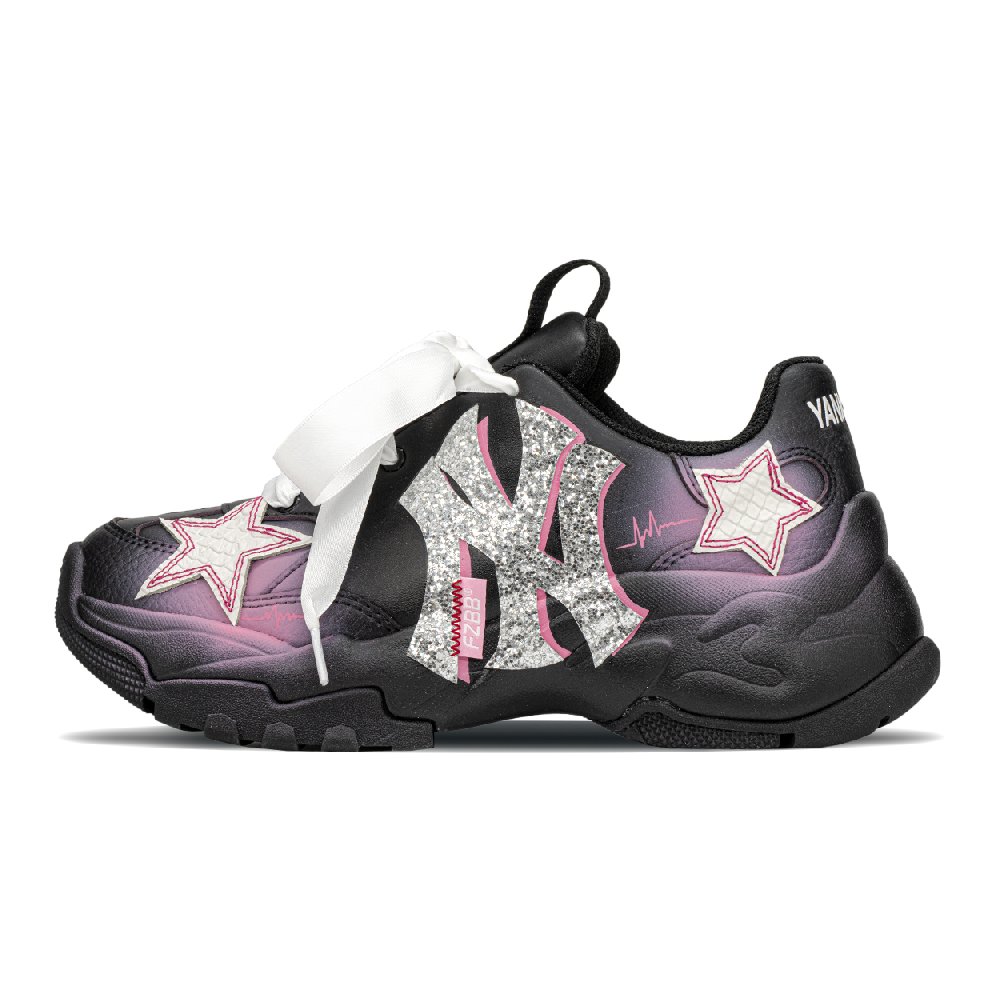 MLB Big Ball Chunky Slip Resistant Low Top Chunky Sneakers Unisex Black Pink