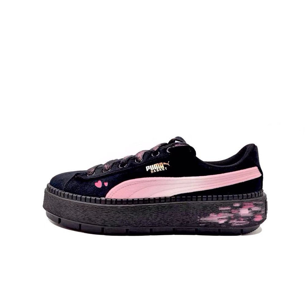 PUMA Platform Trace Anti-Slip Wear-Resistant Low-Top Skateboard Shoes Women's Black Pink