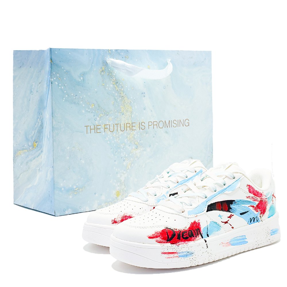 Anta Relaxed Abrasion Resistant Lightweight Coverage Low Top Skateboard Shoes Women's White Blue Red