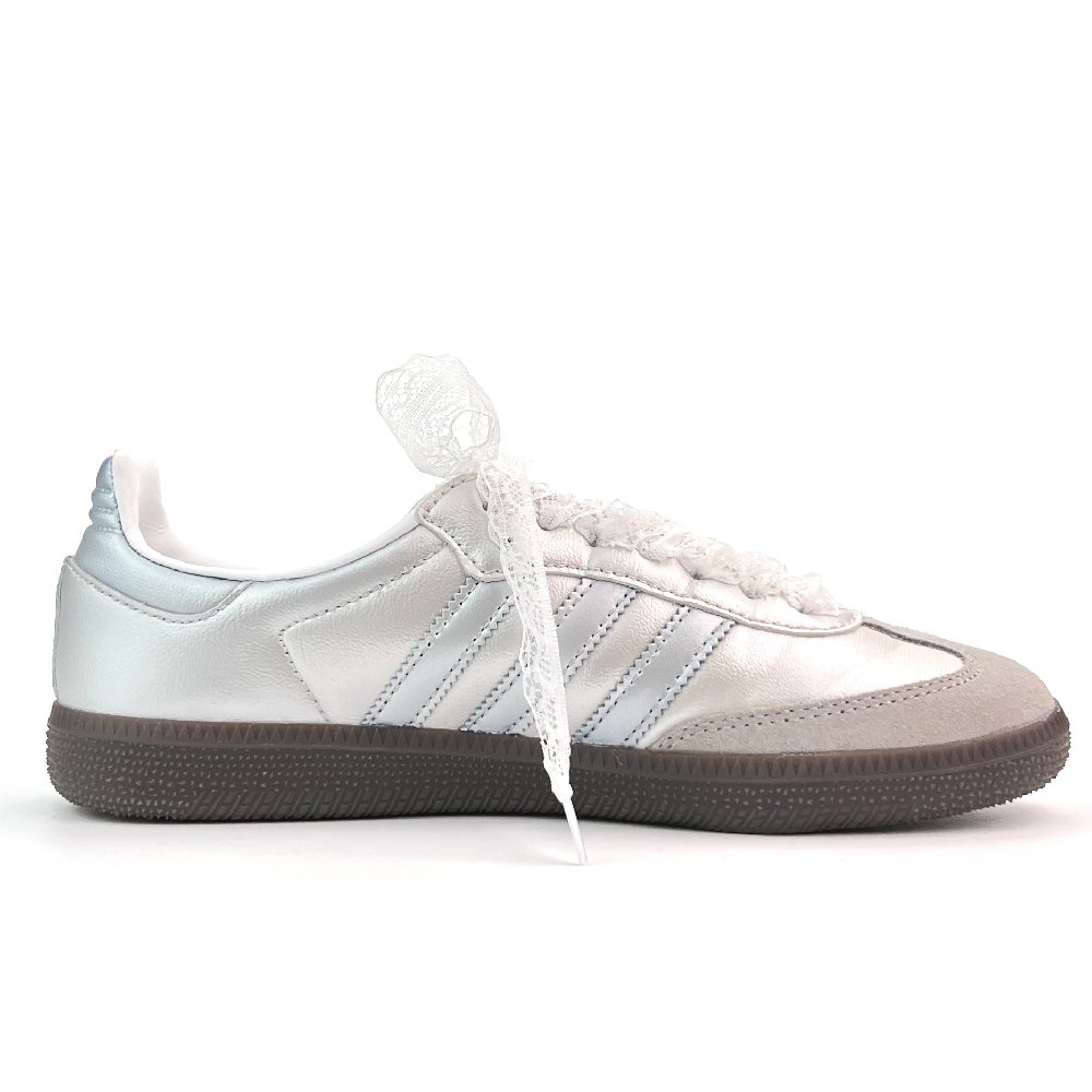 Adidas Originals SAMBA OG Moonlight Sweetheart Ballet Anti Slip Wear Resistant Low Top Skateboard Shoes Unisex Silver