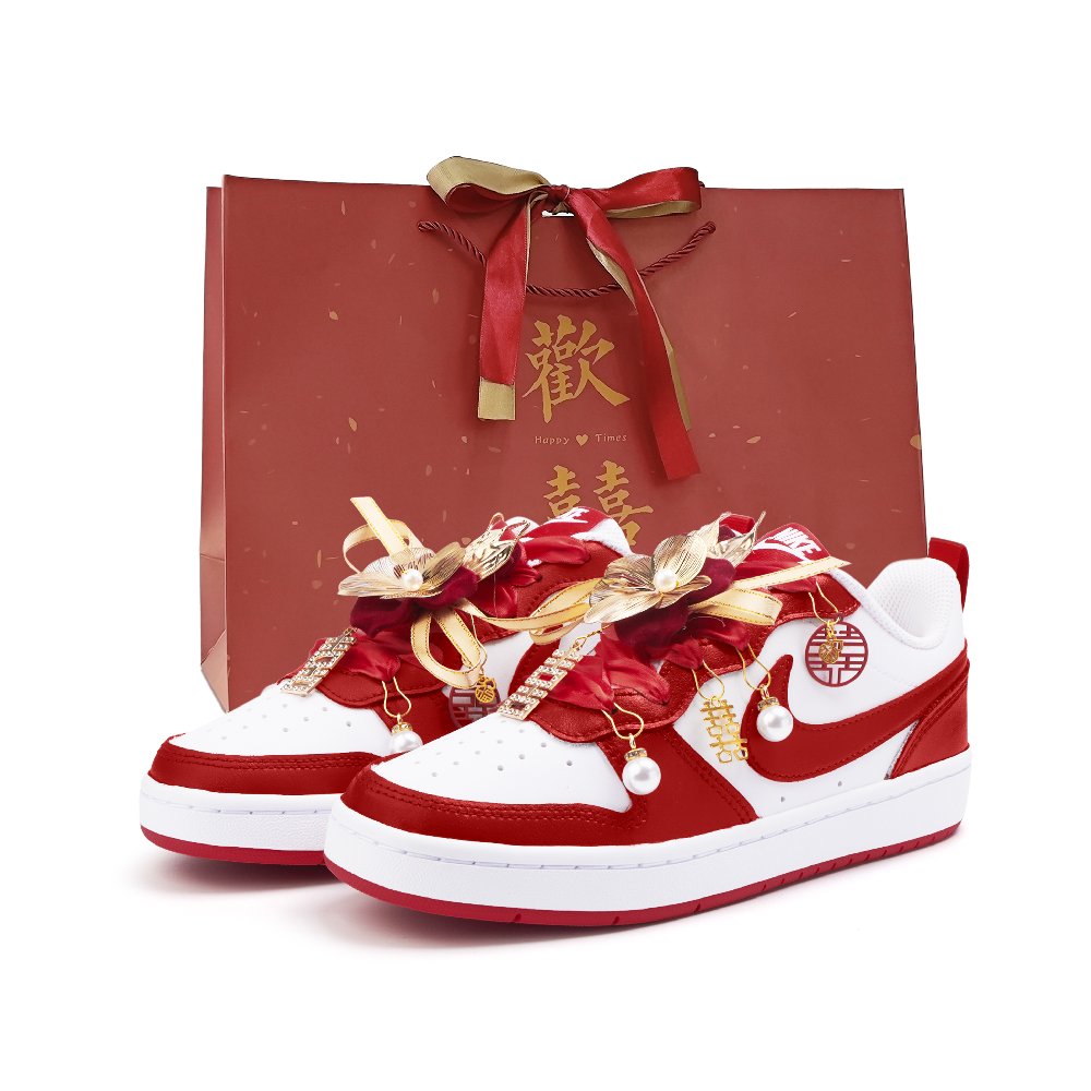 Nike Court Borough 2 Abrasion Resistant Low Top Skateboard Shoes Women's Red