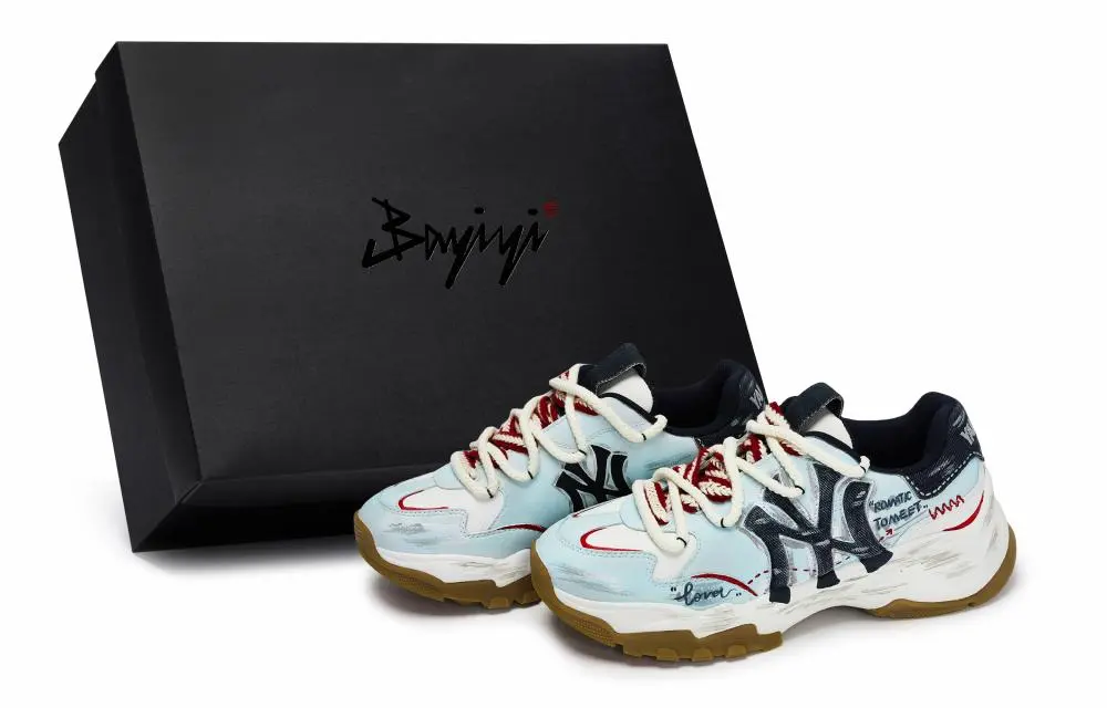 MLB New York Yankees Chunky Sneakers Unisex Low top Gray/White/Red/Blue