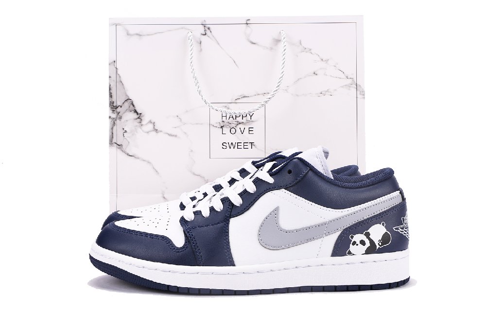 Jordan Air Jordan 1 Low-Top Vintage Basketball Shoes GS White Blue