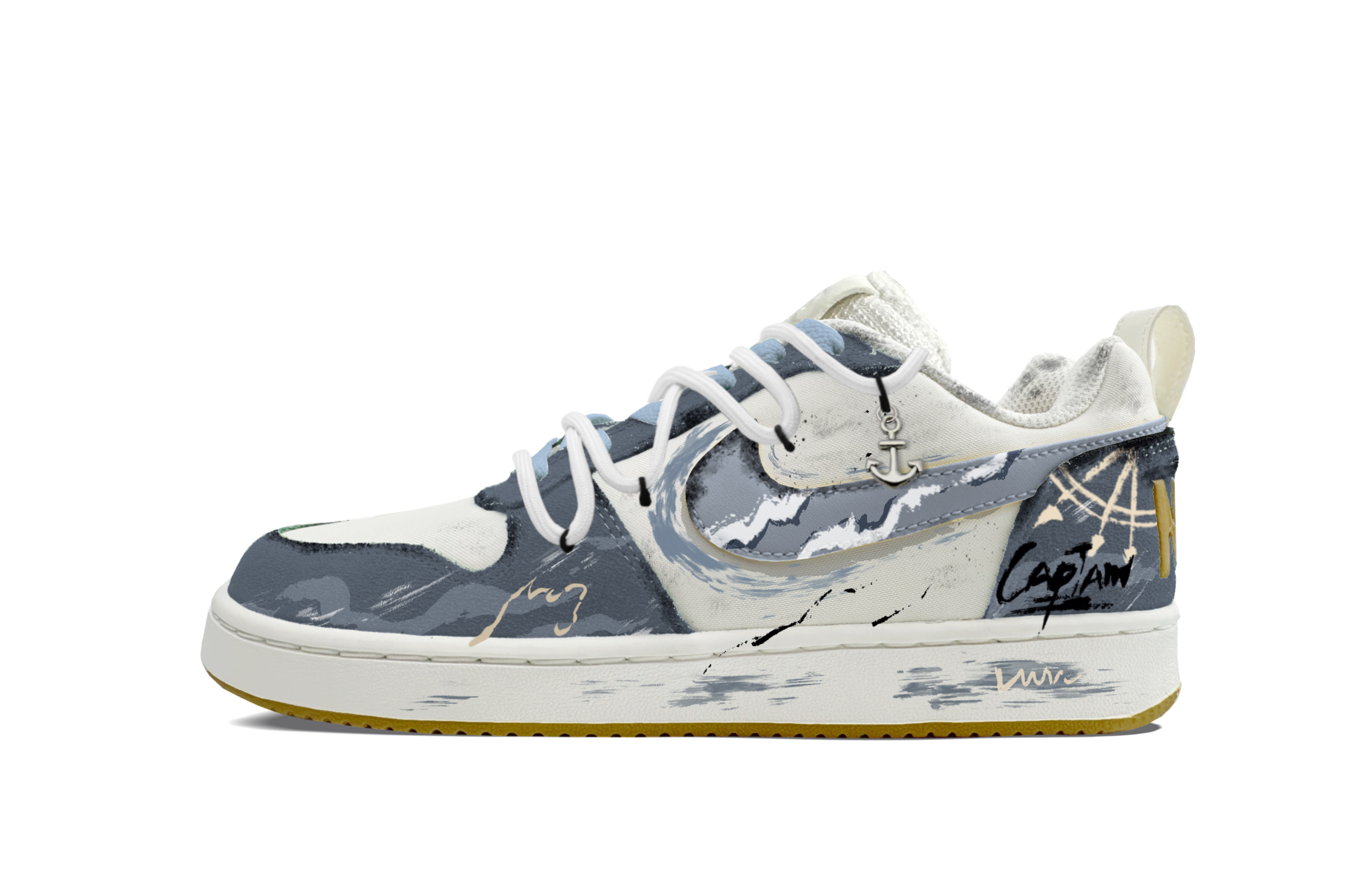 Nike Court Borough PRM Skateboard Shoes Men's Low top Blue/Beige/Black