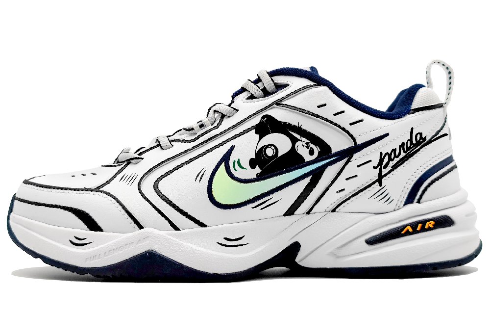 Nike Air Monarch 4 Anti-Slip And Wear-Resistant Height Increasing Low-Top Chunky Sneakers Unisex Black White