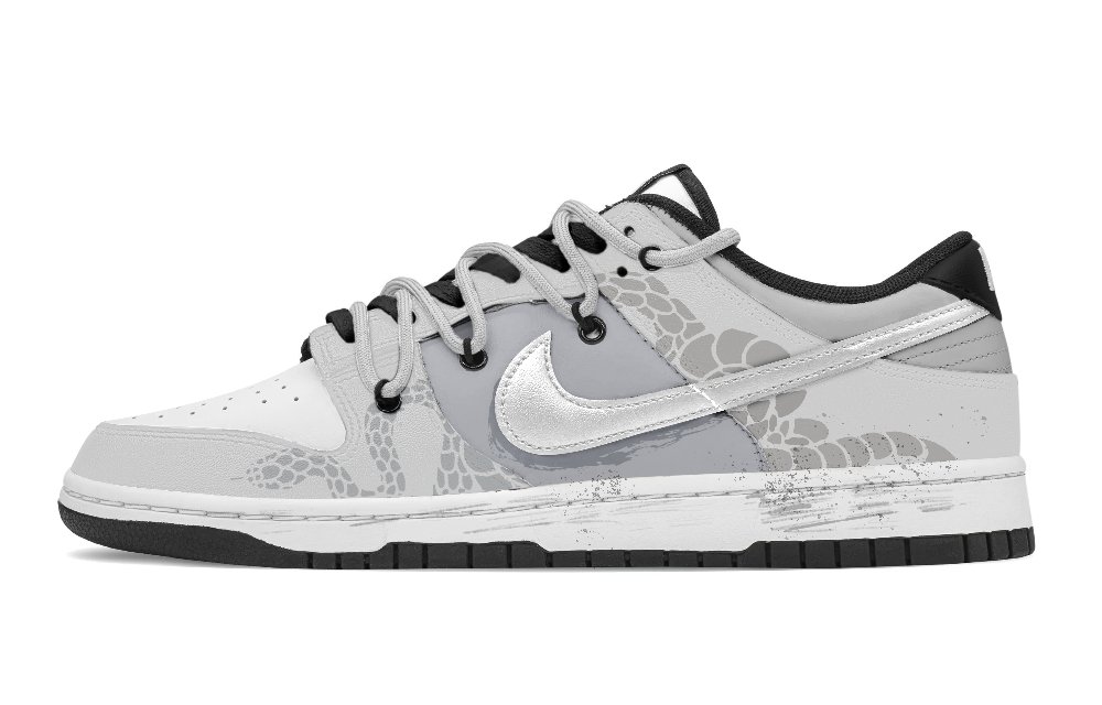 Nike Dunk Anti-Slip Wear-Resistant Low-Top Skateboard Shoes Unisex Silver Gray