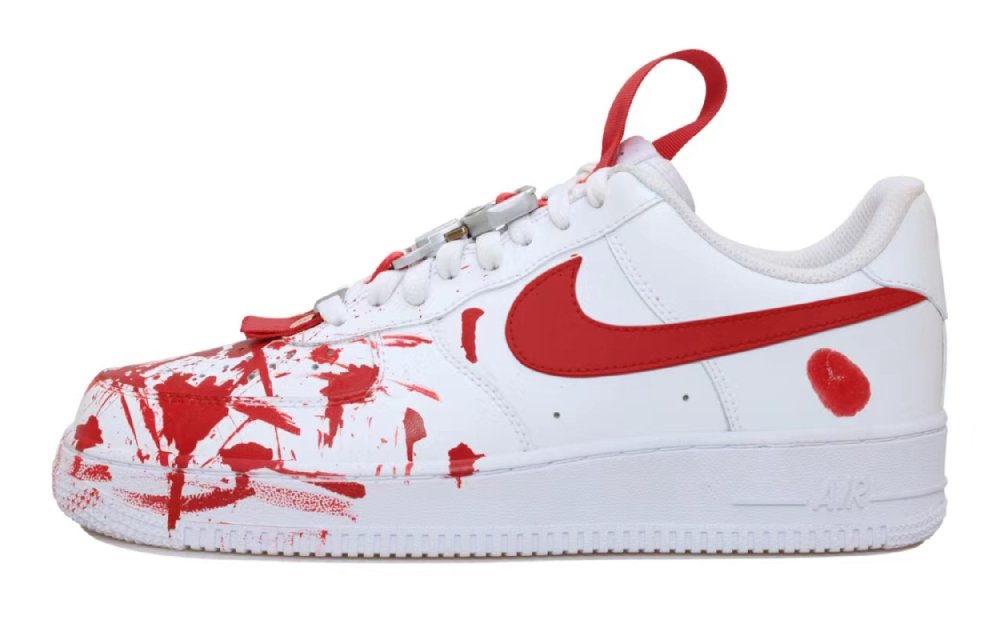 Nike Air Force 1 Crime Scene Abrasion Resistant Low Top Skateboard Shoes Unisex White Red