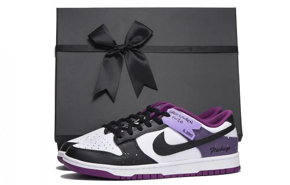 Nike Dunk Abrasion Resistant Low Top Skateboard Shoes Unisex Purple Gray