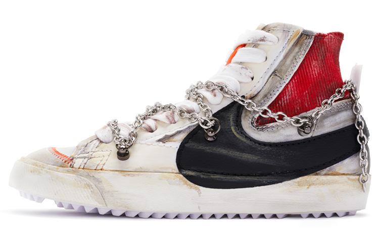 Nike Blazer Mid Top Skateboard Shoes Unisex Gray White Red