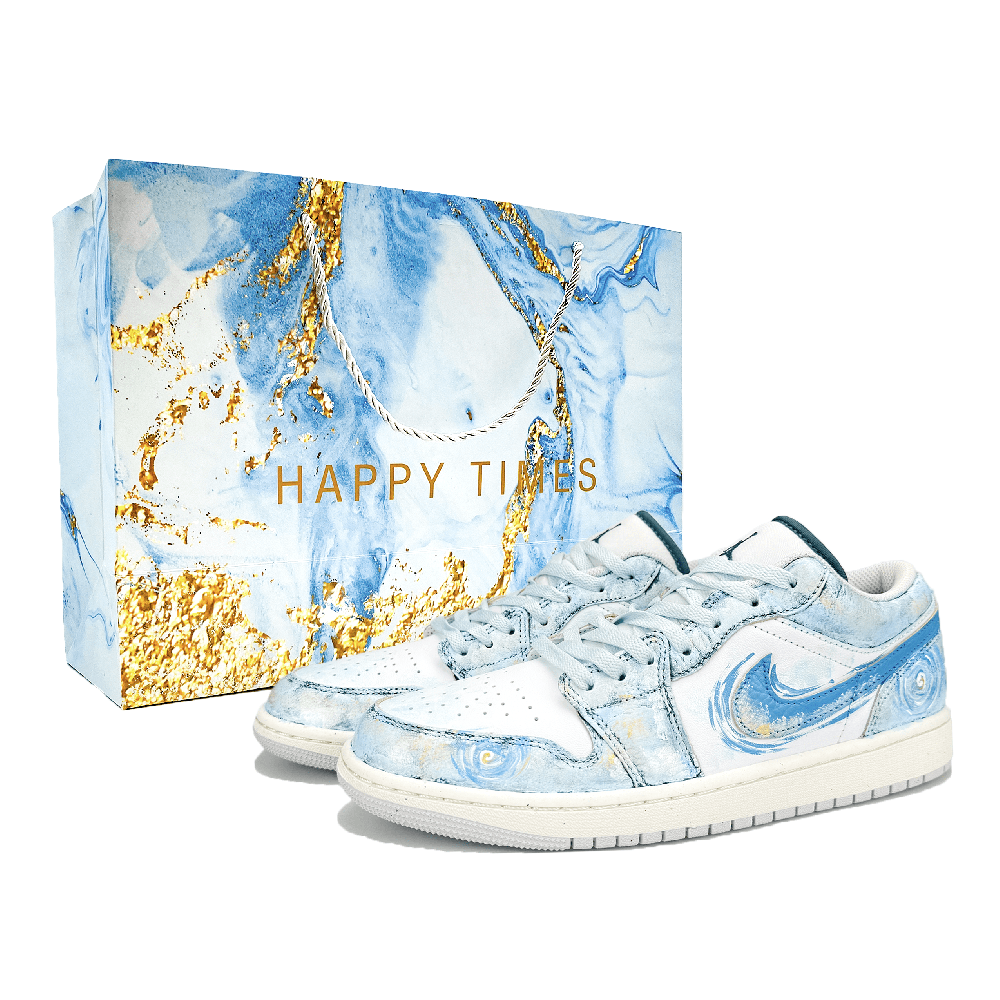 Jordan Air Jordan 1 Abrasion Resistant Low top Vintage Basketball Shoes Unisex Blue White
