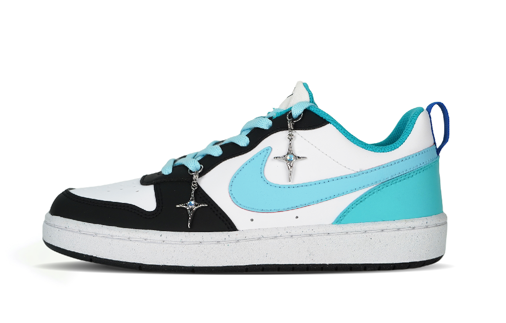 Nike Court Borough Low Top Skateboard Shoes GS White Blue