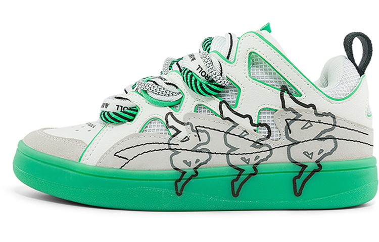 Kappa Low-Top Skateboard Shoes Unisex White Green