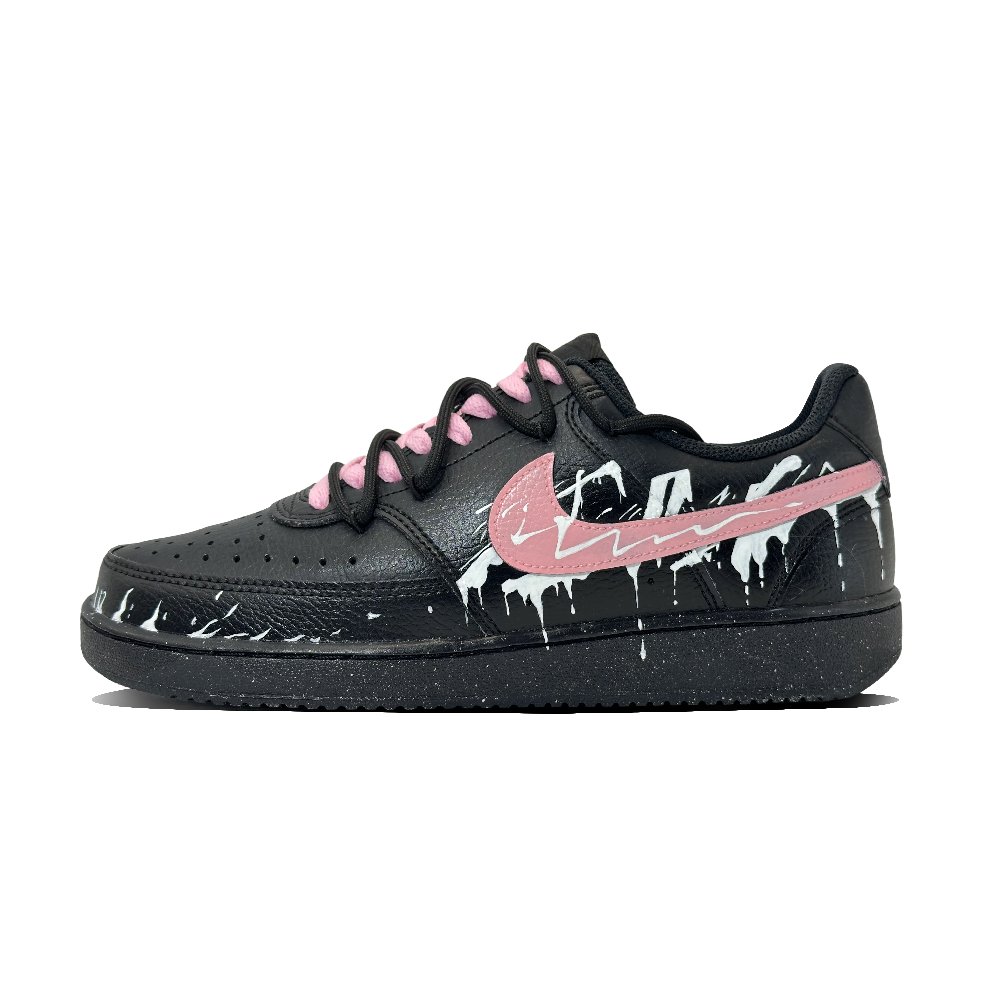 Nike Court Vision 1 Anti-Slip Wear-Resistant Low-Top Skateboard Shoes Unisex Black Pink