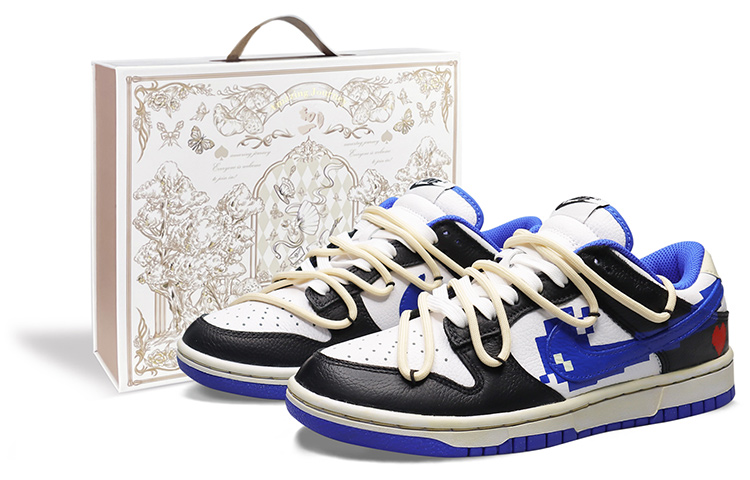 Nike Dunk Low Low-Top Skateboard Shoes Unisex Black White Blue