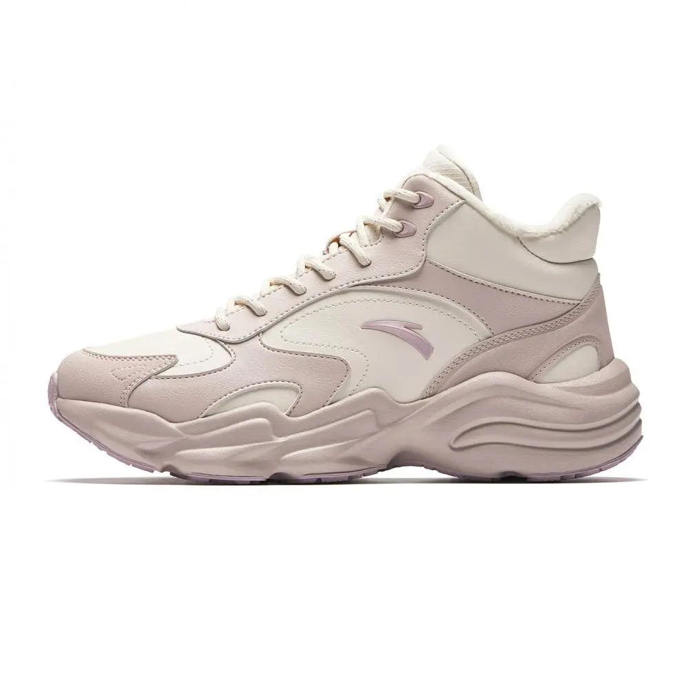 Anta Walker Cushioning, Wear Resistant Chunky Sneakers Women's Fish Belly White/Lotus Gray