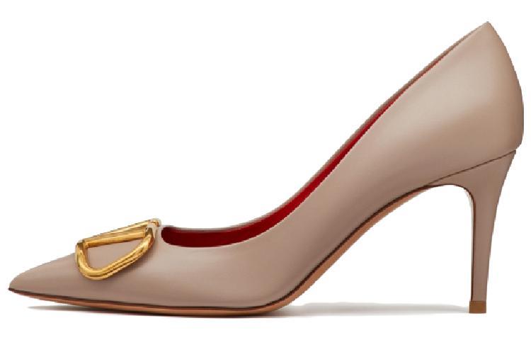 Valentino Vlogo Signature Slim Heel High Heels 8cm Women's Gray Pink