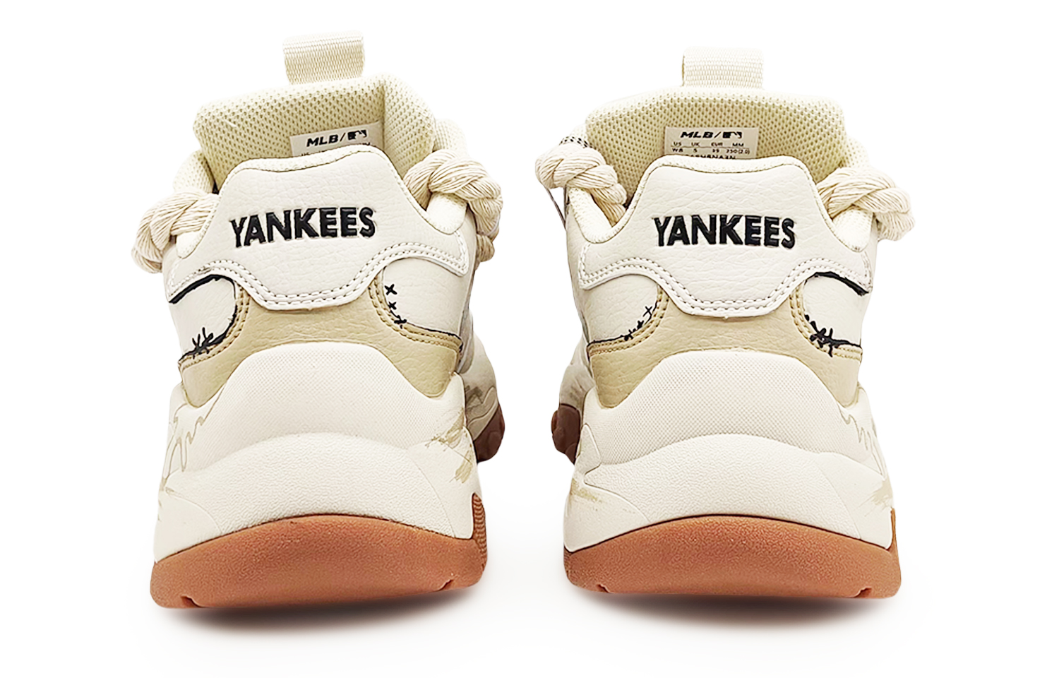 MLB Non-slip Support Low-Top Chunky Sneakers Unisex Beige Brown Black