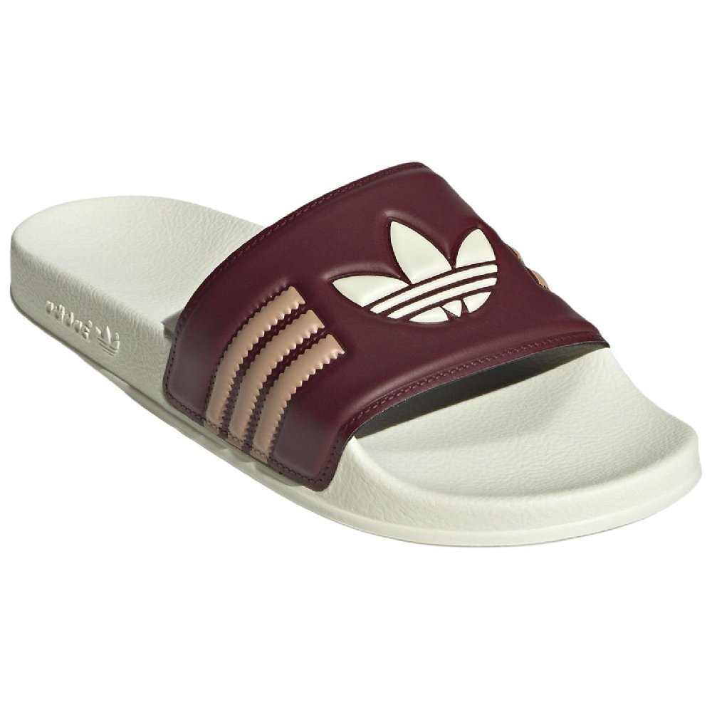Adidas Adilette Slides Shadow Red Cream White Warm Sandstone