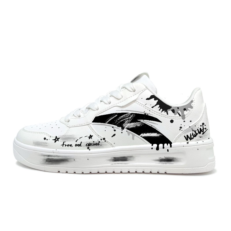Anta Relaxed Wear resistant And Lightweight Low Top Skateboard Shoes Unisex Black White