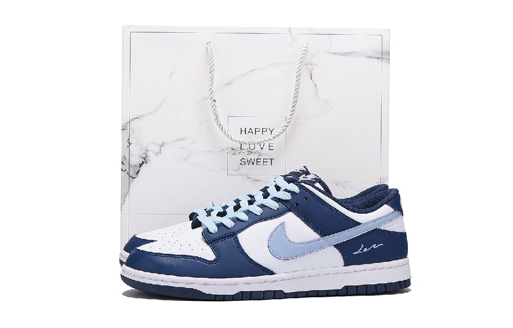 Nike Dunk Anti Slip Wear Resistant Low Top Skateboard Shoes Unisex White Blue
