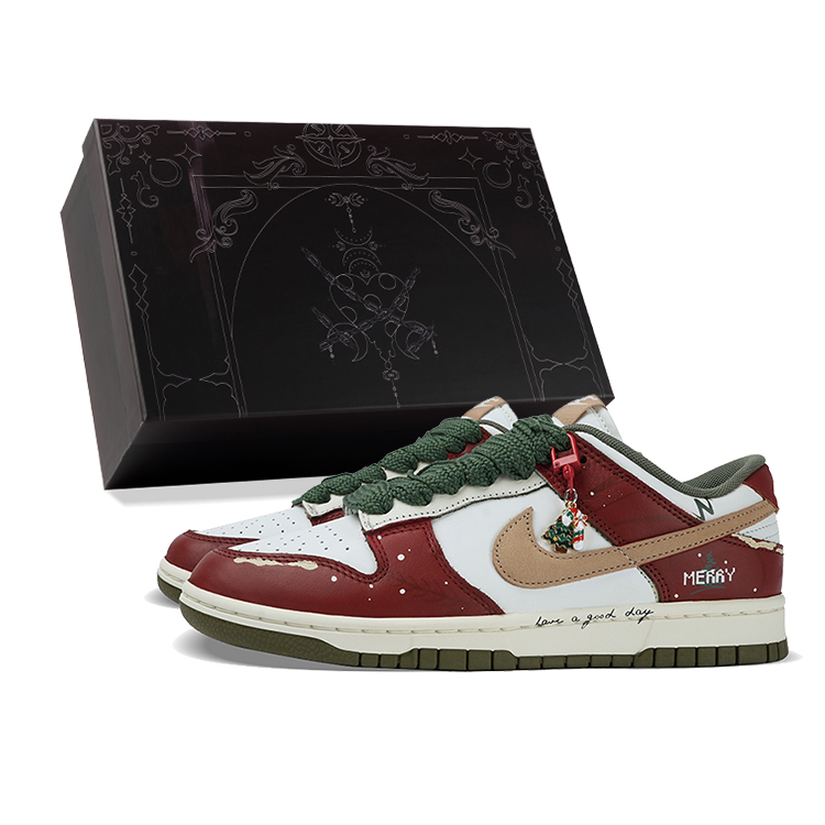 Nike Dunk Anti-Slip Wear-Resistant Low-Top Skateboard Shoes Unisex Red Green