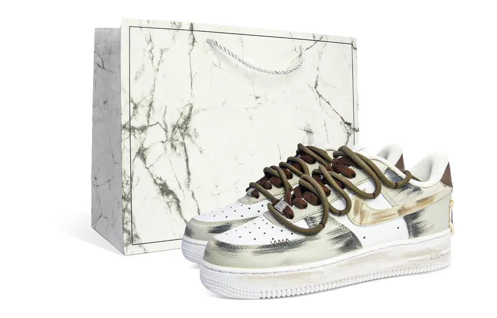 Nike Air Force 1 Abrasion Resistant Low top Skateboard Shoes Unisex Brown White