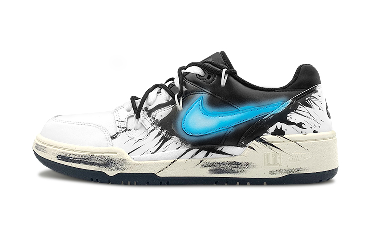 Nike Full Force Low-Top Skateboard Shoes Men's Black White Blue