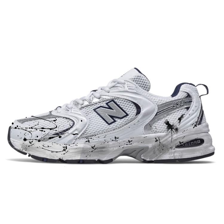 New Balance NB 530 Anti-Slip And Wear-Resistant Breathable Low-Top Running Shoes Unisex White Black